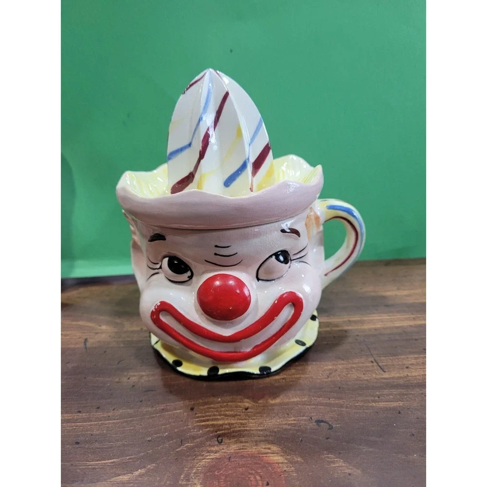 Vintage Juicer Reamer CLOWN Ceramic Hand Painted 5-1/2